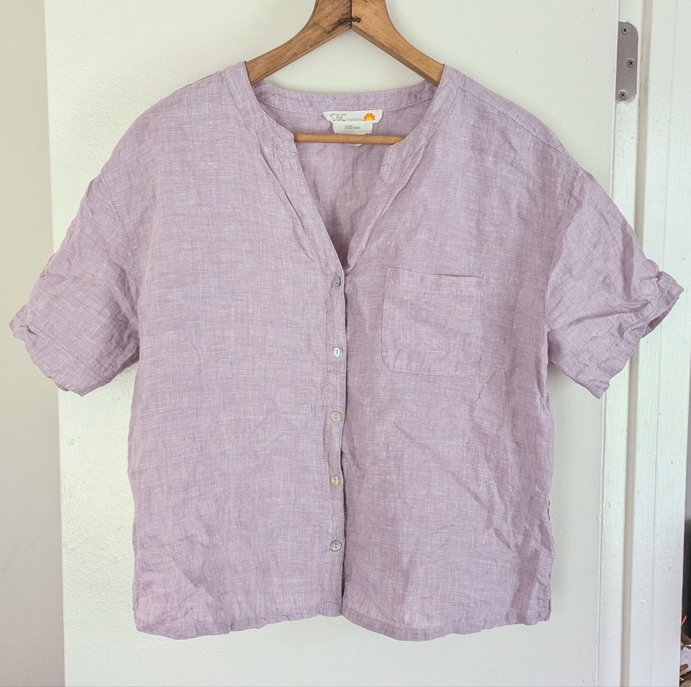 C&C California 100% Linen Button Down Top